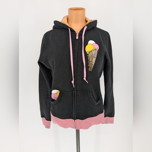 Paul Frank x Andy Warhol Hoodie Women’s Ice Cream Cone Graphic Zip Up Jacket M - Picture 1 of 13